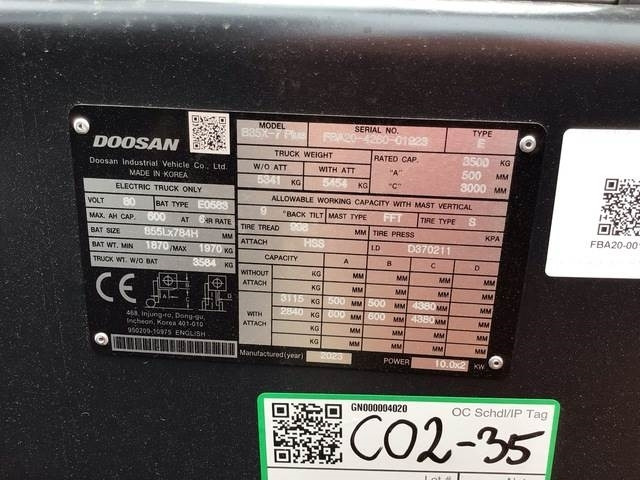 Doosan B35X-7 PLUS - 电动叉车:图5 Doosan B35X-7 PLUS - 电动叉车:图5