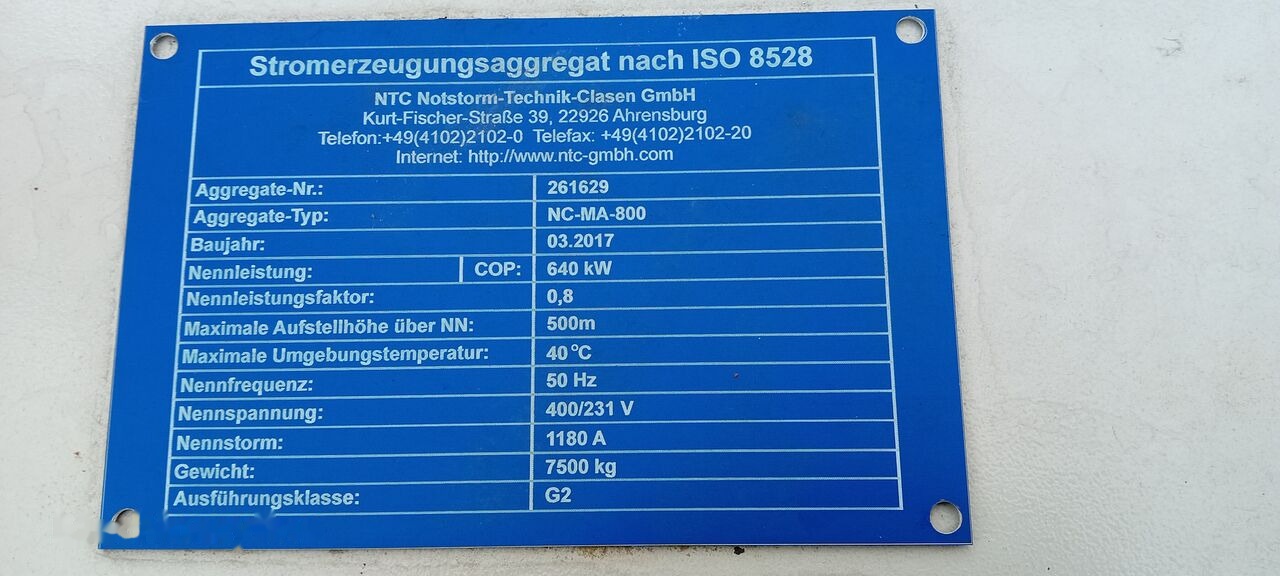MAN MAN Generator Set Stamford 640 KW 800 KVA Diesel, 2017 Model, 931 HP, 8000 kg, Low Hours, For Sale in Poland - 发电机组:图4 MAN MAN Generator Set Stamford 640 KW 800 KVA Diesel, 2017 Model, 931 HP, 8000 kg, Low Hours, For Sale in Poland - 发电机组:图4