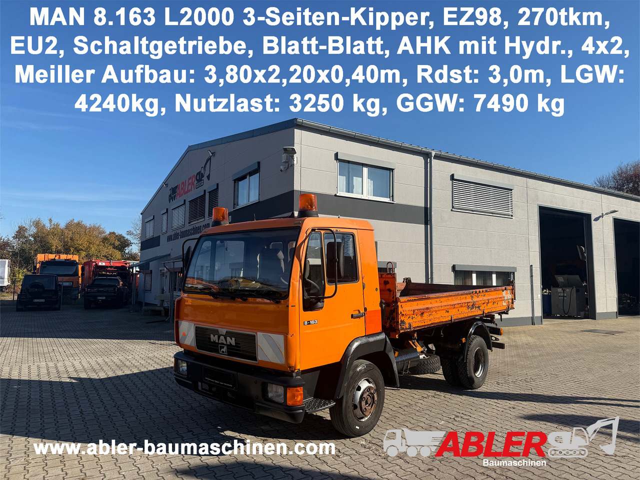 MAN 8.163 L2000 3-Seiten-Kipper AHK - 翻斗车:图1 MAN 8.163 L2000 3-Seiten-Kipper AHK - 翻斗车:图1