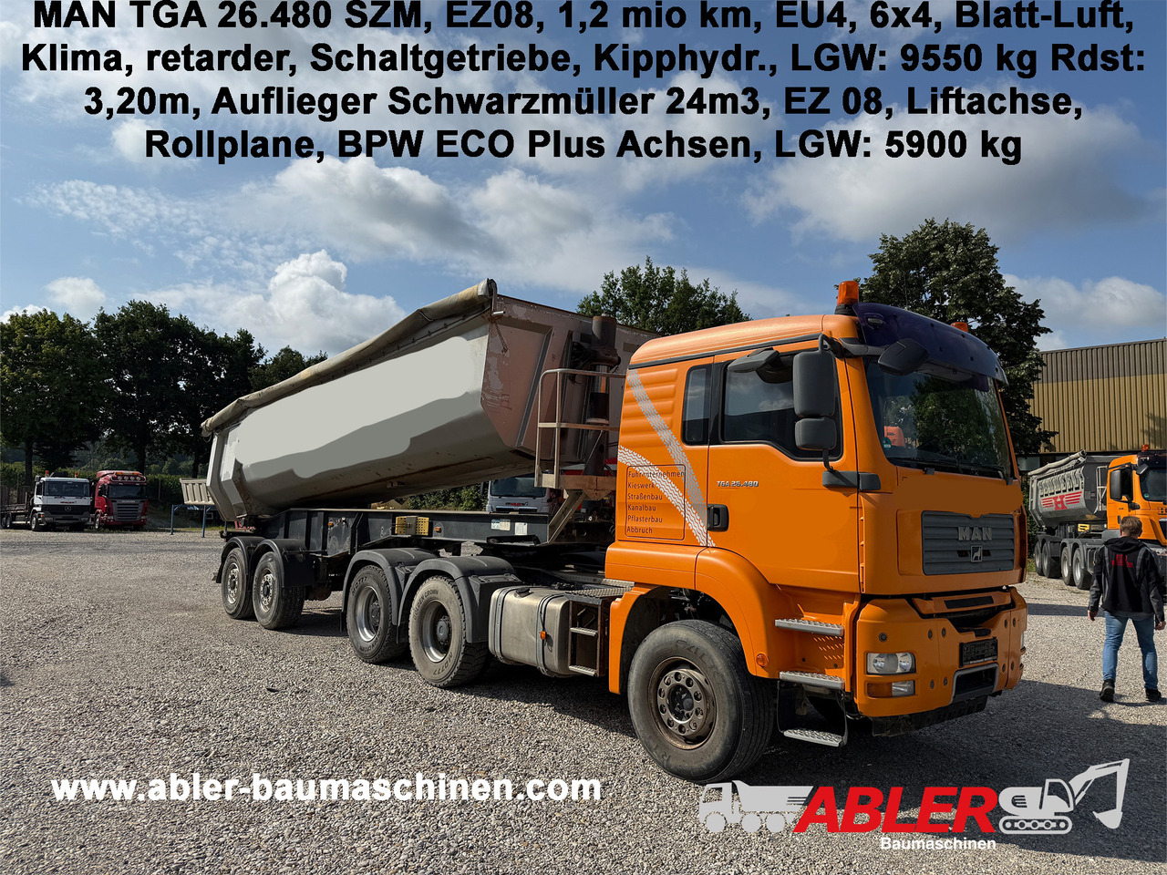 MAN TGA 26.480 6x4 SZM mit Kippauflieger - 翻斗车:图1 MAN TGA 26.480 6x4 SZM mit Kippauflieger - 翻斗车:图1