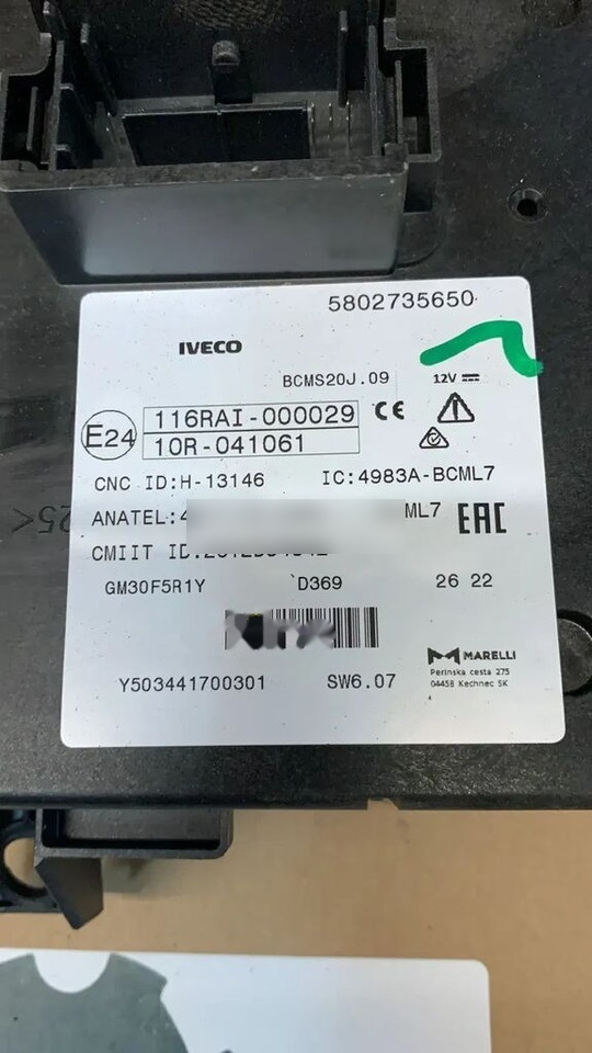 Iveco Daily Body Komputer 5802735650 - ECU 适用于 卡车:图2 Iveco Daily Body Komputer 5802735650 - ECU 适用于 卡车:图2