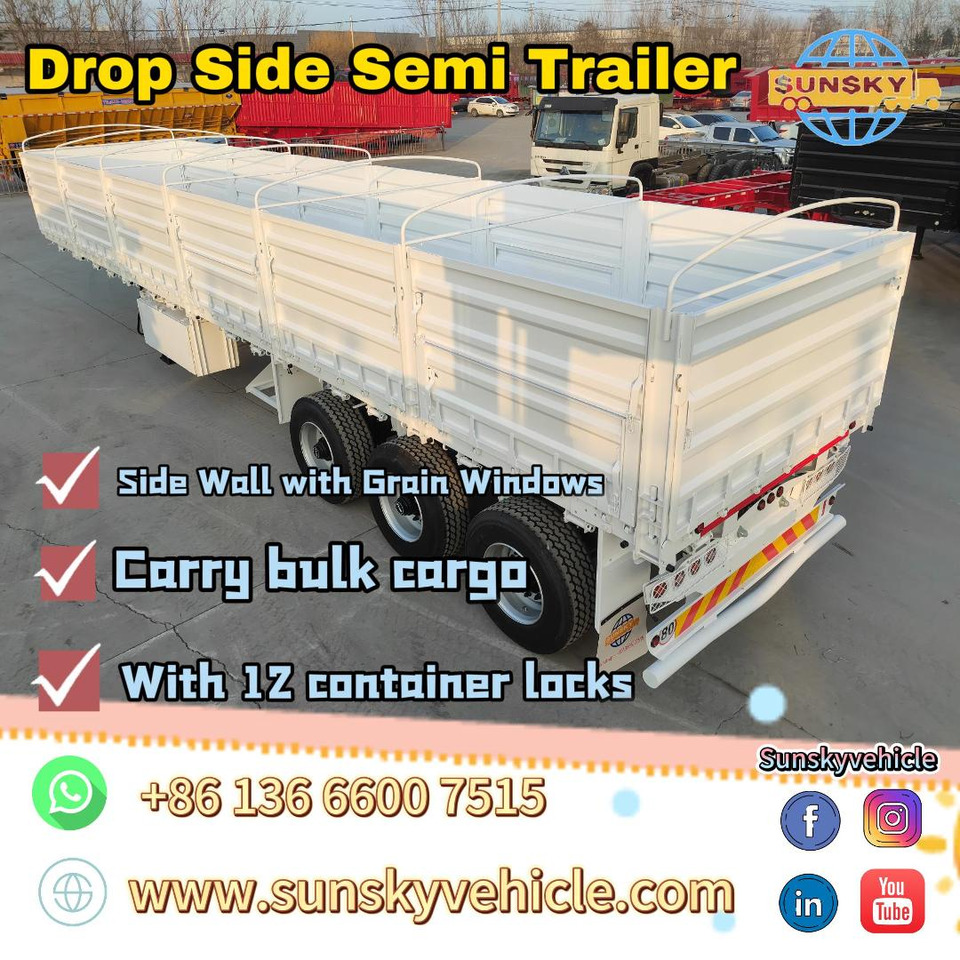 SUNSKY Drop Side semi trailer - 栏板式/ 平板半拖车:图4 SUNSKY Drop Side semi trailer - 栏板式/ 平板半拖车:图4