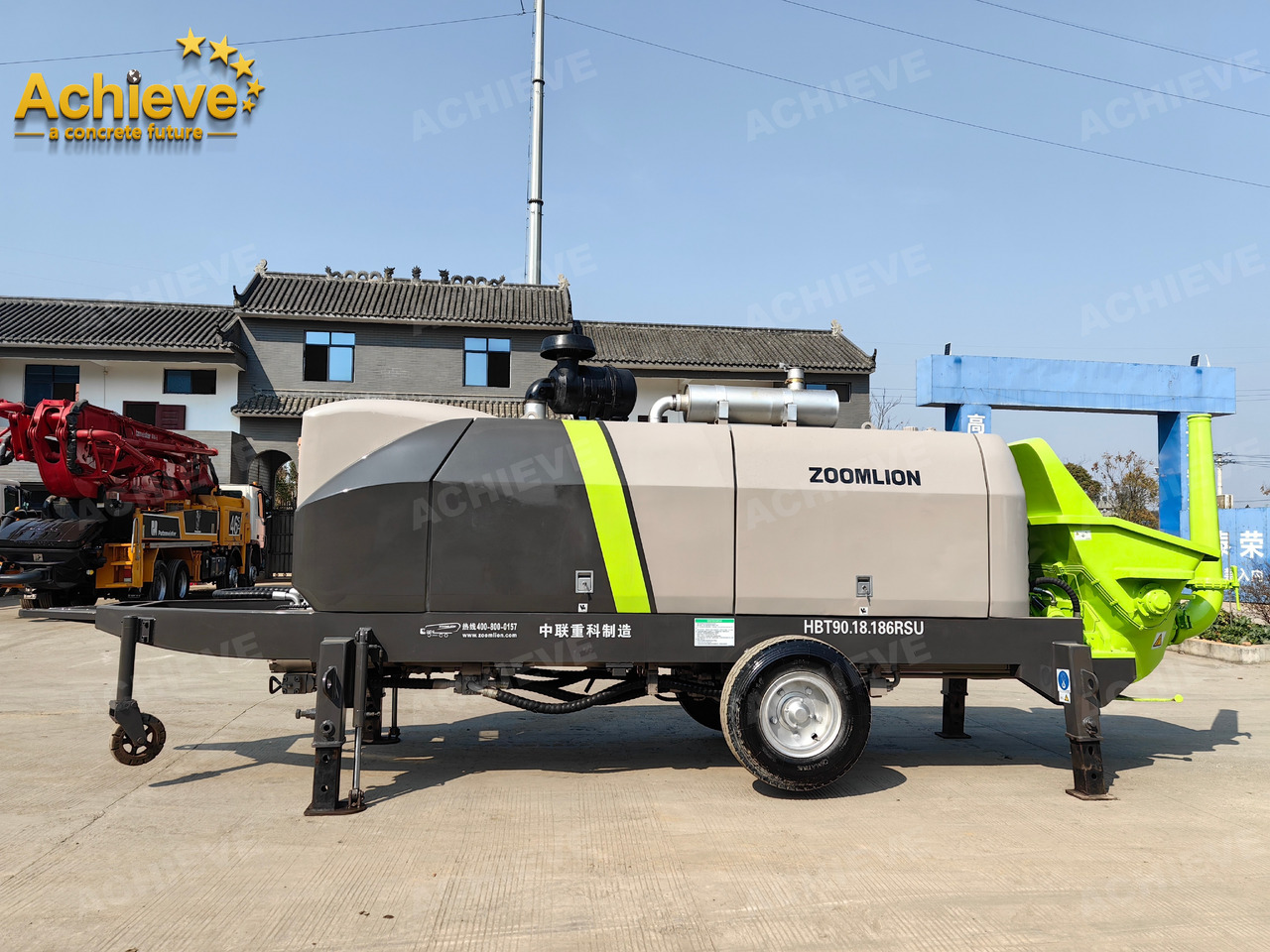 Zoomlion 2022 Zoomlion HBT 90.18.186RSU hydraulic Concrete Trailer Pump in China【ACHIEVE】TOP CONDITION!!! - 固定式混凝土泵:图1 Zoomlion 2022 Zoomlion HBT 90.18.186RSU hydraulic Concrete Trailer Pump in China【ACHIEVE】TOP CONDITION!!! - 固定式混凝土泵:图1