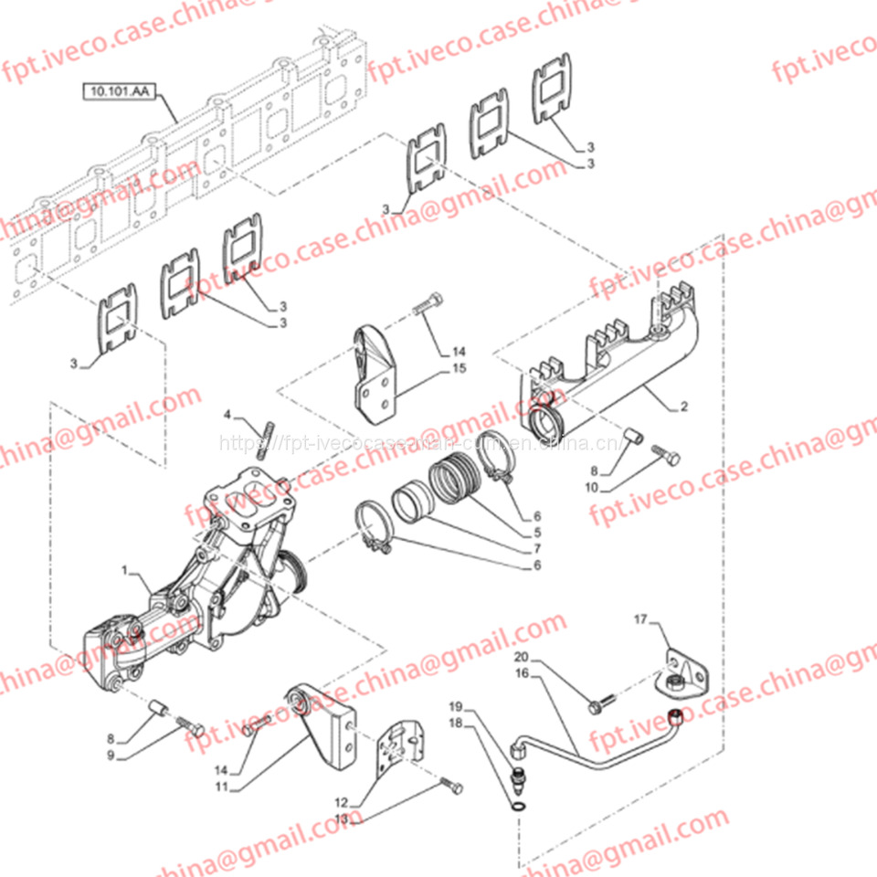 FPT IVECO CASE Cursor9 F2CFE614A*B041/F2CGE614F*V004 5802431166 Exhaust Mainfold 504380222 - 排气歧管 适用于 卡车:图2 FPT IVECO CASE Cursor9 F2CFE614A*B041/F2CGE614F*V004 5802431166 Exhaust Mainfold 504380222 - 排气歧管 适用于 卡车:图2