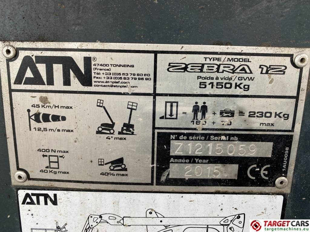 铰接臂 ATN Zebra 12 Articulated 4x4 Diesel Boom Lift 1220cm:图10 铰接臂 ATN Zebra 12 Articulated 4x4 Diesel Boom Lift 1220cm:图10