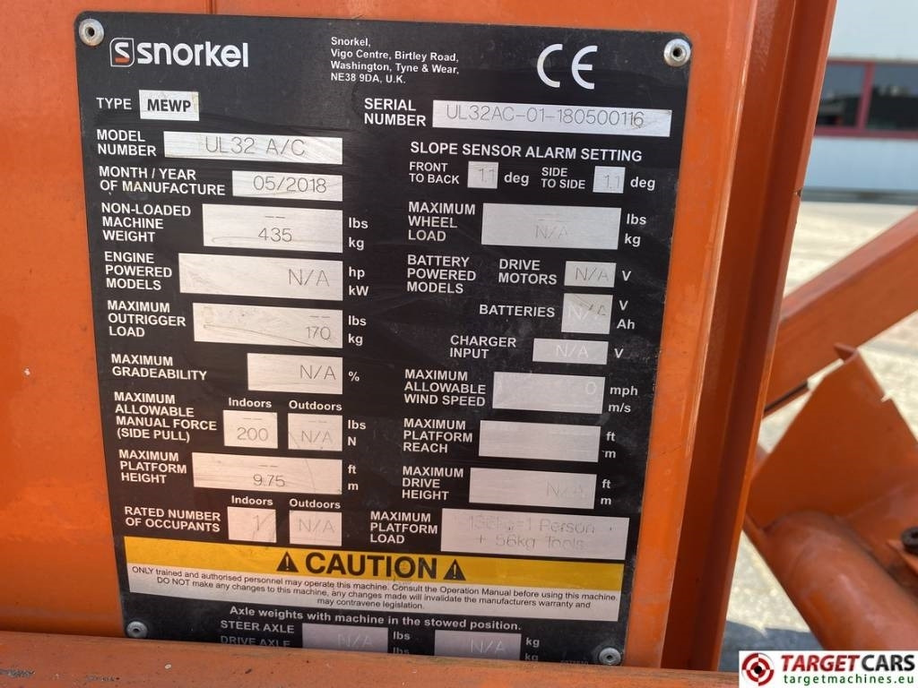 垂直桅杆升降机 Snorkel UL32 AC-110/230V Vertical Mast Work Lift 1175cm：图10