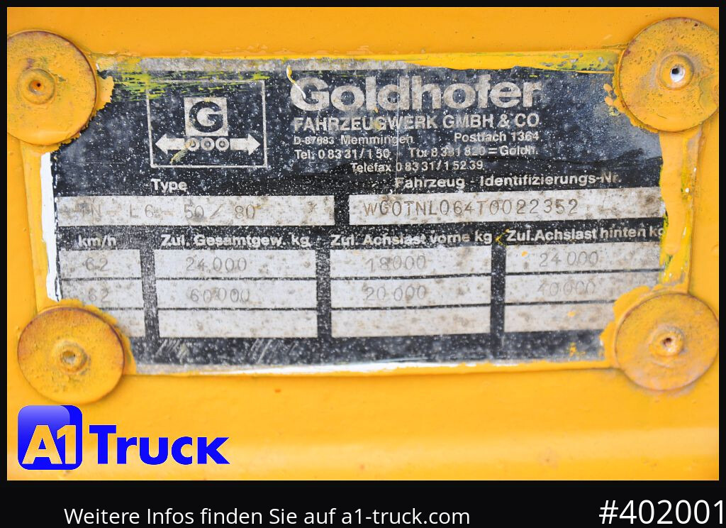 GOLDHOFER 6achs Plattform, Ballast, 60to., Schwerlast, - 栏板式/ 平板拖车:图4 GOLDHOFER 6achs Plattform, Ballast, 60to., Schwerlast, - 栏板式/ 平板拖车:图4
