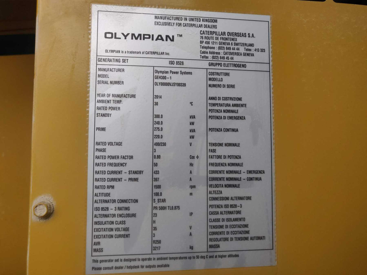 Caterpillar Olympian GEH300-1 - 发电机组:图2 Caterpillar Olympian GEH300-1 - 发电机组:图2