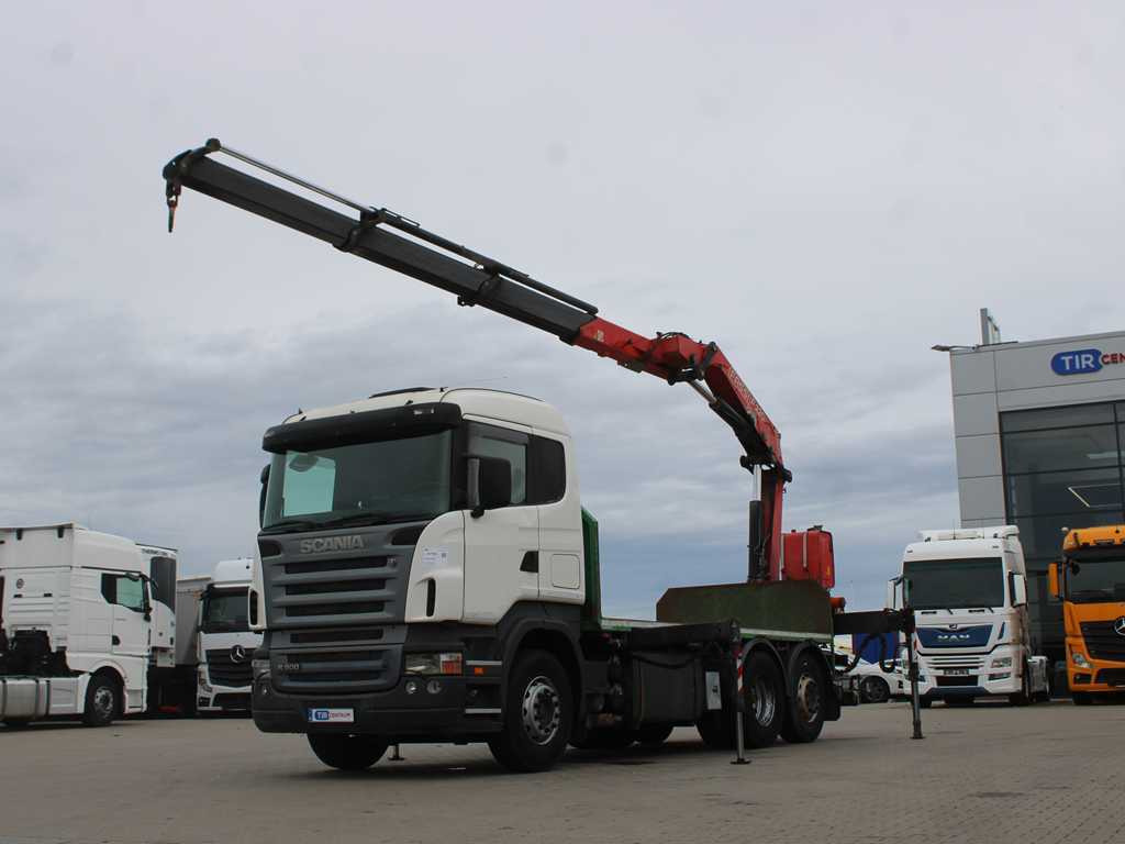Scania R 500, 6X2, EURO 4, OPTICRUISE, HYDRAULIC ARM FASSI F220A.23 - 栏板式/ 平板卡车, 起重车:图1 Scania R 500, 6X2, EURO 4, OPTICRUISE, HYDRAULIC ARM FASSI F220A.23 - 栏板式/ 平板卡车, 起重车:图1