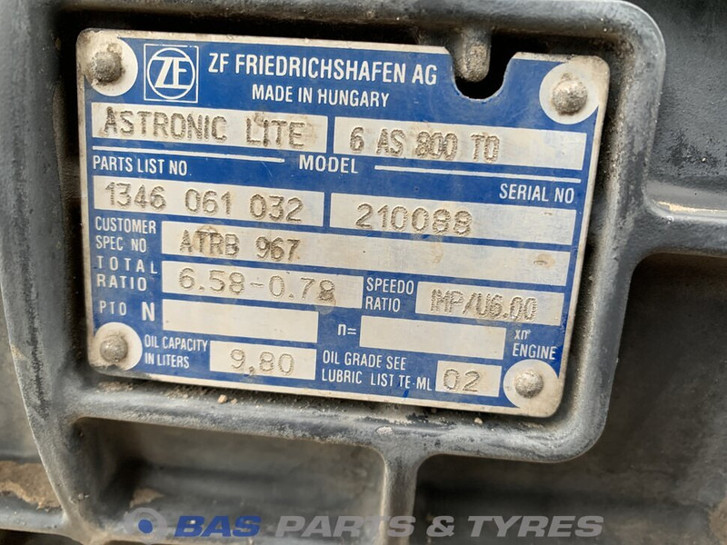 DAF LF Euro 6 DAF 6AS800 TO AS Tronic Lite Versnellingsbak 6AS800 TO - 变速箱 适用于 卡车:图5 DAF LF Euro 6 DAF 6AS800 TO AS Tronic Lite Versnellingsbak 6AS800 TO - 变速箱 适用于 卡车:图5