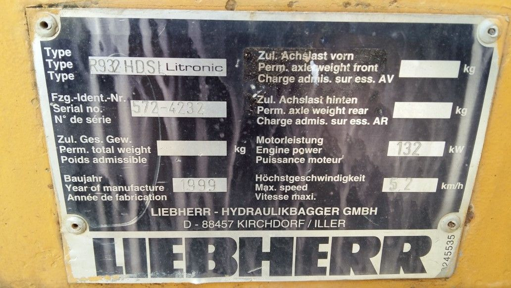LIEBHERR R932LI N/S: 572-4218 y 572-4232 - 履带式挖掘机:图3 LIEBHERR R932LI N/S: 572-4218 y 572-4232 - 履带式挖掘机:图3
