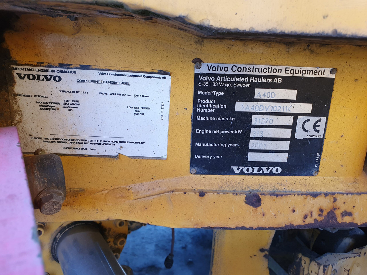 VOLVO A40D S/N: 10211 (2001) - 铰接式自卸车:图4 VOLVO A40D S/N: 10211 (2001) - 铰接式自卸车:图4