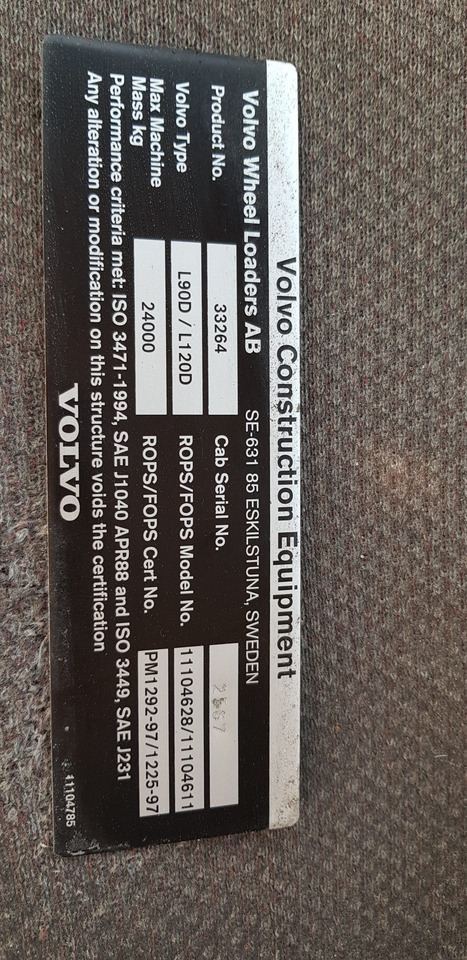 VOLVO L90D S/N 33264 - 轮式装载机:图4 VOLVO L90D S/N 33264 - 轮式装载机:图4