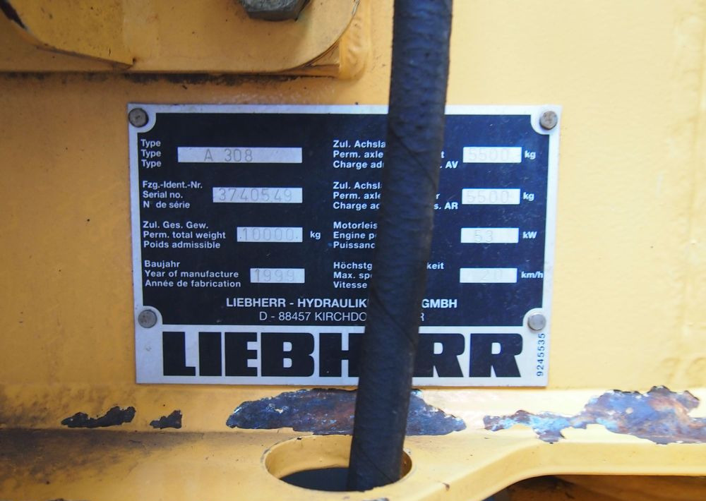 Pozostałe części Liebherr Liebherr A308 1999 Koparka kołowa Liebherr 308 - 挖掘机:图3 Pozostałe części Liebherr Liebherr A308 1999 Koparka kołowa Liebherr 308 - 挖掘机:图3