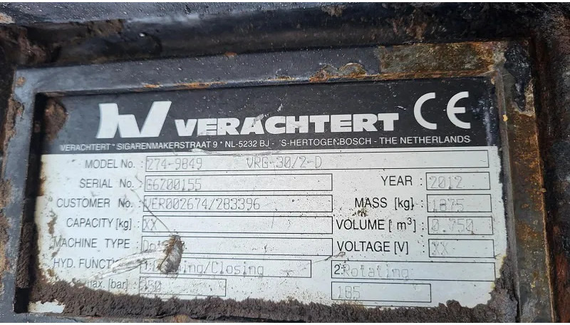 Verachtert VRG 30/2D – CW40 - 抓斗 适用于 建筑机械:图4 Verachtert VRG 30/2D – CW40 - 抓斗 适用于 建筑机械:图4