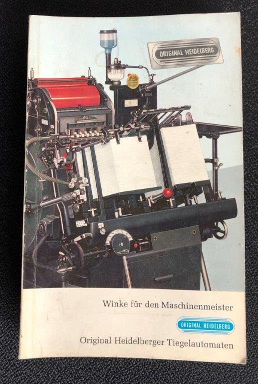 Heidelberg OHT Manual "Winke für den Maschinenmeister" (Hints for the Machine Operator) - 书籍装订机:图1 Heidelberg OHT Manual "Winke für den Maschinenmeister" (Hints for the Machine Operator) - 书籍装订机:图1