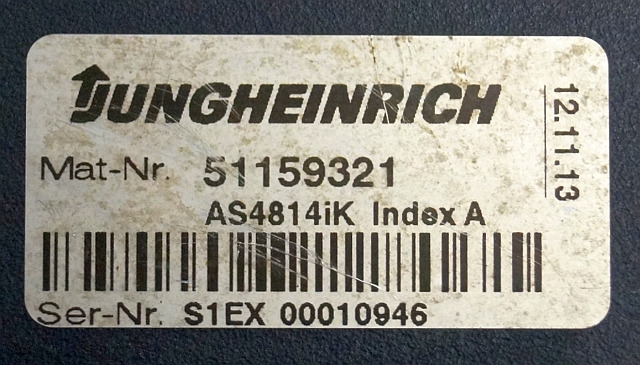 Jungheinrich 51159321 | Rij/hef regeling drive/lifting controller AS4814Ik Index - ECU 适用于 材料装卸设备:图2 Jungheinrich 51159321 | Rij/hef regeling drive/lifting controller AS4814Ik Index - ECU 适用于 材料装卸设备:图2
