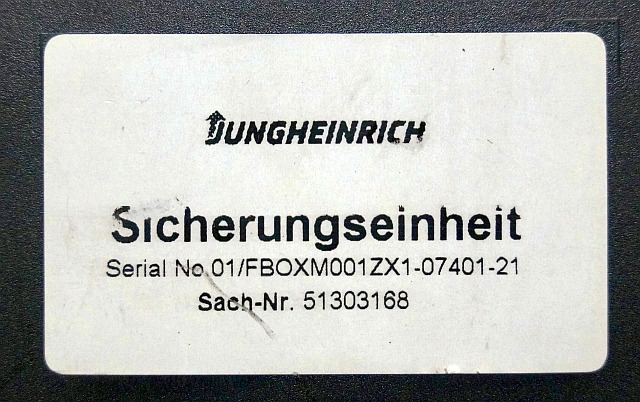 Jungheinrich 51303168 | Zekeringkast Fusebox sn. 01/FBOXM001ZX1-07404-21 - 保险丝 适用于 材料装卸设备:图3 Jungheinrich 51303168 | Zekeringkast Fusebox sn. 01/FBOXM001ZX1-07404-21 - 保险丝 适用于 材料装卸设备:图3