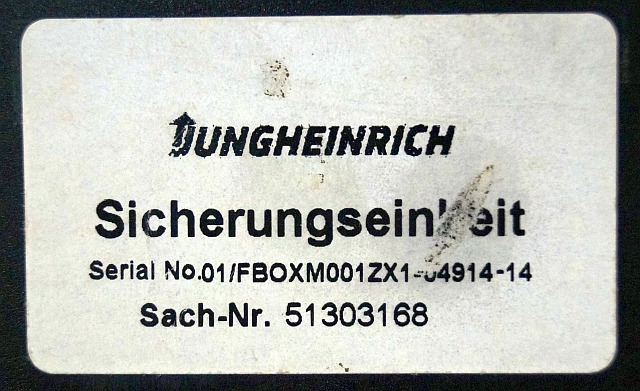 Jungheinrich 51303168 | Zekeringkast Fusebox sn. 01/FBOXM001ZX1-64914-14 - 保险丝 适用于 材料装卸设备:图4 Jungheinrich 51303168 | Zekeringkast Fusebox sn. 01/FBOXM001ZX1-64914-14 - 保险丝 适用于 材料装卸设备:图4