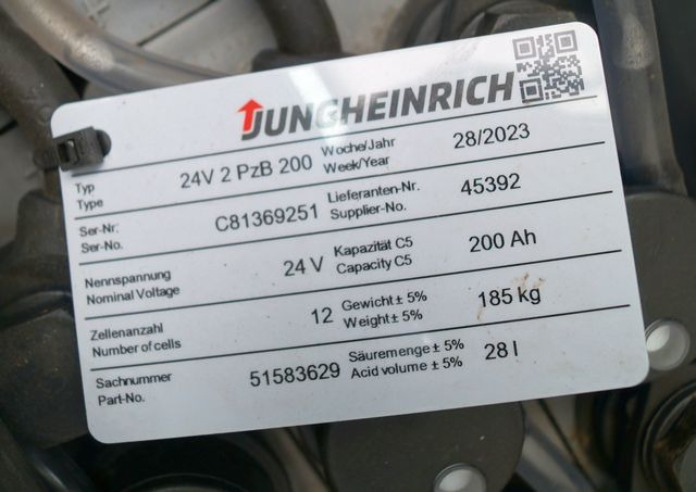 Jungheinrich unknown | Battery 24 2PZB200 year 2023 weight 185 kg sn. C81368251 - 电池 适用于 材料装卸设备:图4 Jungheinrich unknown | Battery 24 2PZB200 year 2023 weight 185 kg sn. C81368251 - 电池 适用于 材料装卸设备:图4