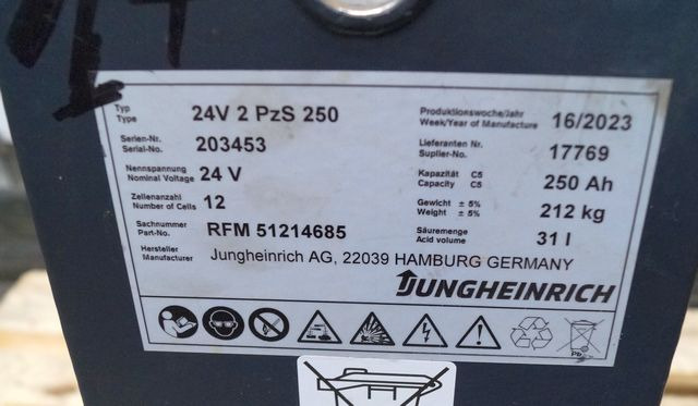Jungheinrich unknown | Battery 24 2PZS250 year 2022 weight 212 kg sn. 203453 out - 电池 适用于 材料装卸设备:图3 Jungheinrich unknown | Battery 24 2PZS250 year 2022 weight 212 kg sn. 203453 out - 电池 适用于 材料装卸设备:图3