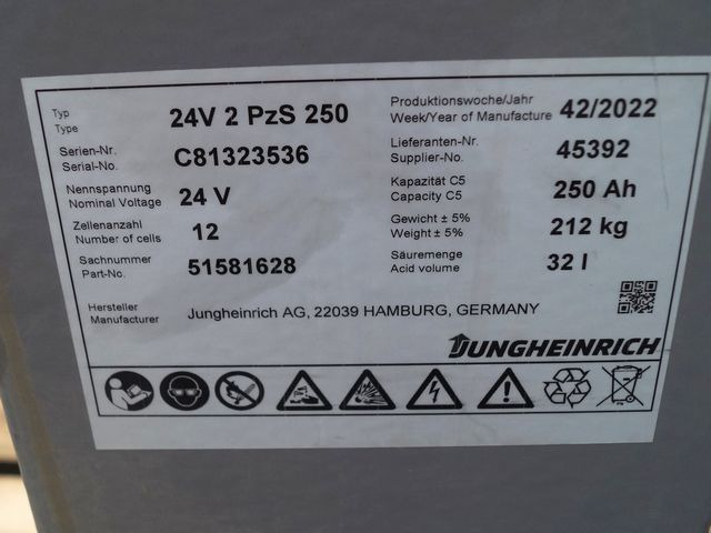 Jungheinrich unknown | Battery 24 2PZS250 year 2022 weight 212 kg sn. C81323536 - 电池 适用于 材料装卸设备:图3 Jungheinrich unknown | Battery 24 2PZS250 year 2022 weight 212 kg sn. C81323536 - 电池 适用于 材料装卸设备:图3