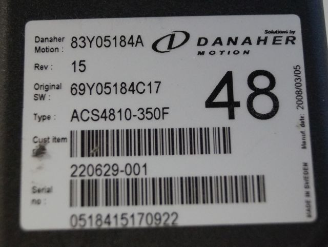 Toyota/BT 220629-001 | Danaher motion AC Superdrive motor controller 83Y05184A A - ECU 适用于 材料装卸设备:图2 Toyota/BT 220629-001 | Danaher motion AC Superdrive motor controller 83Y05184A A - ECU 适用于 材料装卸设备:图2