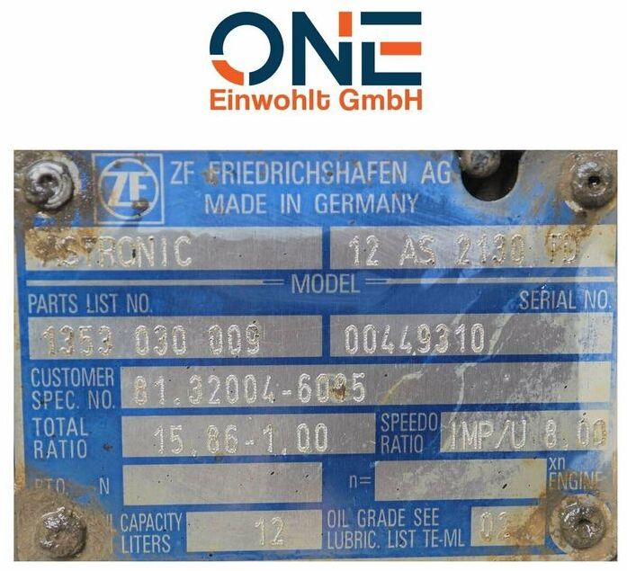 Getriebe MAN TGA, TGS, ZF 12AS 2130TD, 12AS2130DD - 变速箱 适用于 卡车:图3 Getriebe MAN TGA, TGS, ZF 12AS 2130TD, 12AS2130DD - 变速箱 适用于 卡车:图3