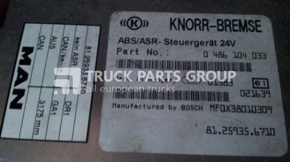 MAN L2000, ASR - CI12 EBS, ABS control unit, 81259356710, 0486104033 control unit - ECU 适用于 卡车:图1 MAN L2000, ASR - CI12 EBS, ABS control unit, 81259356710, 0486104033 control unit - ECU 适用于 卡车:图1