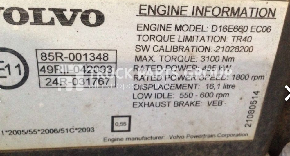 VOLVO FH16 D16E engine, EURO5, EURO4 emission D16E660 EC06, 660PS, 485 engine - 发动机 适用于 卡车:图2 VOLVO FH16 D16E engine, EURO5, EURO4 emission D16E660 EC06, 660PS, 485 engine - 发动机 适用于 卡车:图2