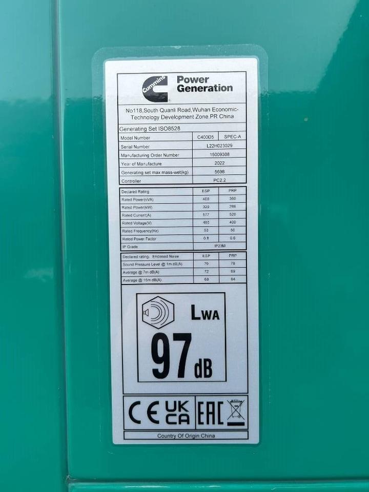 Cummins C400D5 - 400 kVA Generator - DPX-18518 - 发电机组:图4 Cummins C400D5 - 400 kVA Generator - DPX-18518 - 发电机组:图4