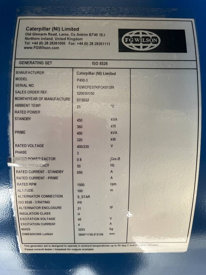 FG Wilson P450-3 - 450 kVA Open Genset - DPX-16018-O  - 发电机组:图4 FG Wilson P450-3 - 450 kVA Open Genset - DPX-16018-O  - 发电机组:图4