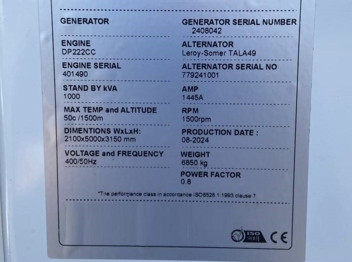 Hyundai DP222CC - 1000 kVA Generator - DPX-21068 - 发电机组:图4 Hyundai DP222CC - 1000 kVA Generator - DPX-21068 - 发电机组:图4