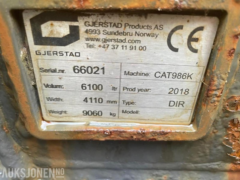 2018 Gjerstad hyd. sidetippskuff - 6100 l. - 9060 kg. - Hardox - Cat 986K - 附件 适用于 建筑机械:图4 2018 Gjerstad hyd. sidetippskuff - 6100 l. - 9060 kg. - Hardox - Cat 986K - 附件 适用于 建筑机械:图4