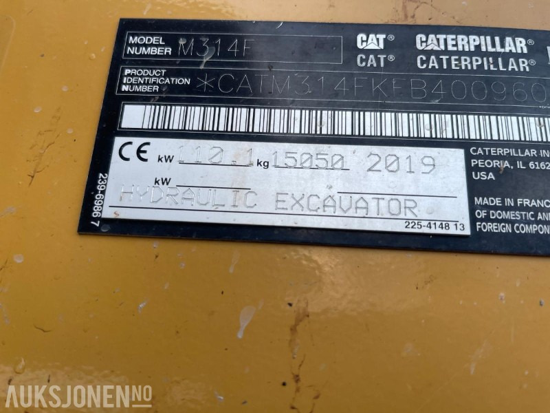 挖掘机 2019 Cat M314F Hjulgraver, 4840 timer, Tiltrotator, S60, maskinstyring, sertifisert til Juli 2026:图17 挖掘机 2019 Cat M314F Hjulgraver, 4840 timer, Tiltrotator, S60, maskinstyring, sertifisert til Juli 2026:图17