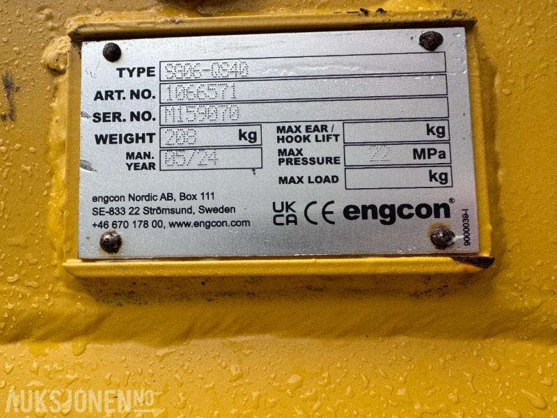 附件 适用于 建筑机械 2024 Engcon SG06-0S40 Steinklype - Nesten ikke brukt - S40 feste：图13