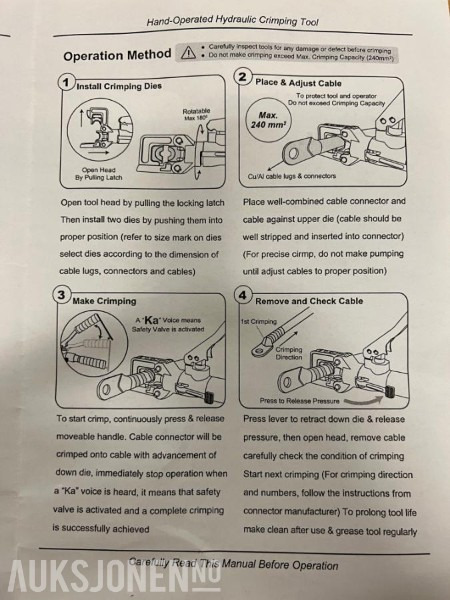 Hydraulisk Presstang for C-Press og kabelsko- Ny/Ubrukt - 附件 适用于 建筑机械:图4 Hydraulisk Presstang for C-Press og kabelsko- Ny/Ubrukt - 附件 适用于 建筑机械:图4