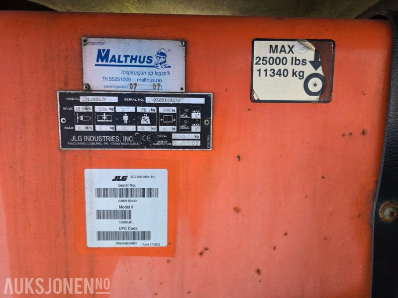 JLG 1200 SJP 6.500 arbeidstimer 45 meter arbeidshøyde! 1 Eiers bomlift, 2007 modell - 空中平台:图4 JLG 1200 SJP 6.500 arbeidstimer 45 meter arbeidshøyde! 1 Eiers bomlift, 2007 modell - 空中平台:图4