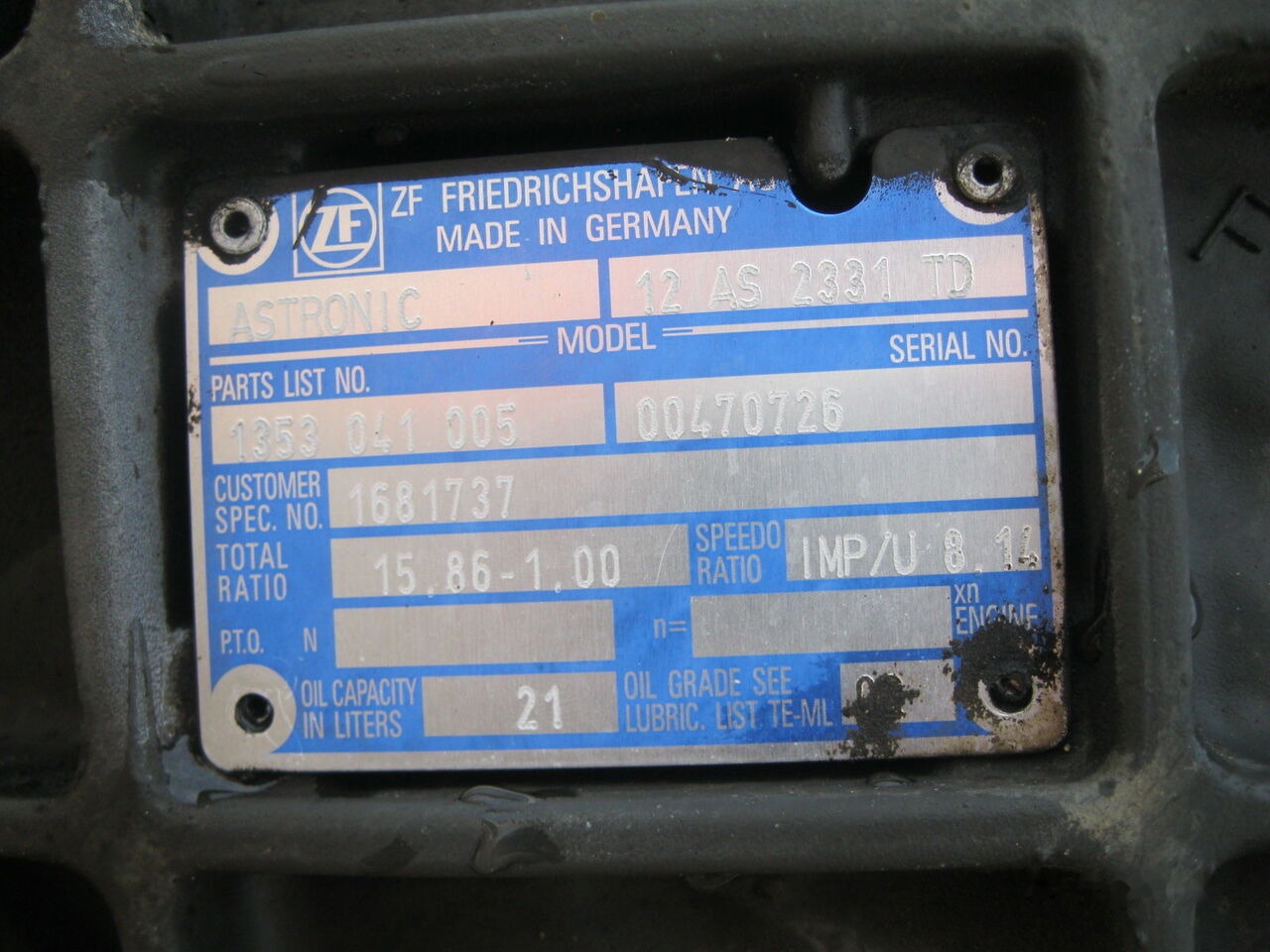 DAF 12AS2331 TD DAF XF 105 - 变速箱 适用于 卡车:图2 DAF 12AS2331 TD DAF XF 105 - 变速箱 适用于 卡车:图2