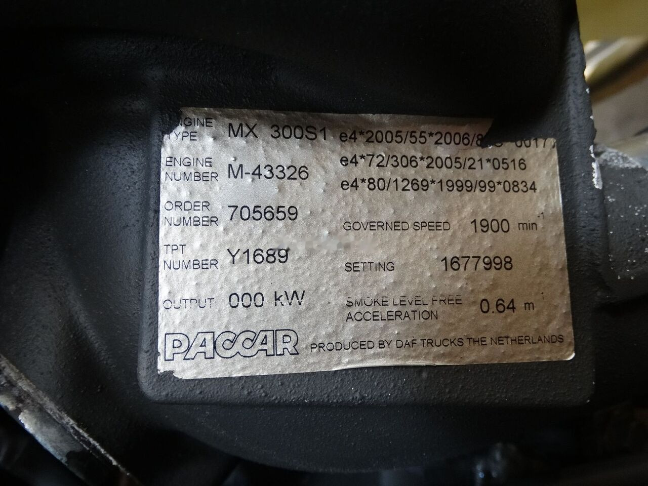DAF MX300S1 410 DAF XF 105 - 发动机 适用于 卡车:图5 DAF MX300S1 410 DAF XF 105 - 发动机 适用于 卡车:图5