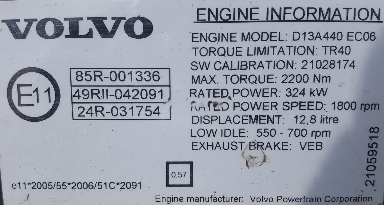 Volvo D13A440 EC06 Volvo FM, FMX - 发动机 适用于 卡车:图2 Volvo D13A440 EC06 Volvo FM, FMX - 发动机 适用于 卡车:图2