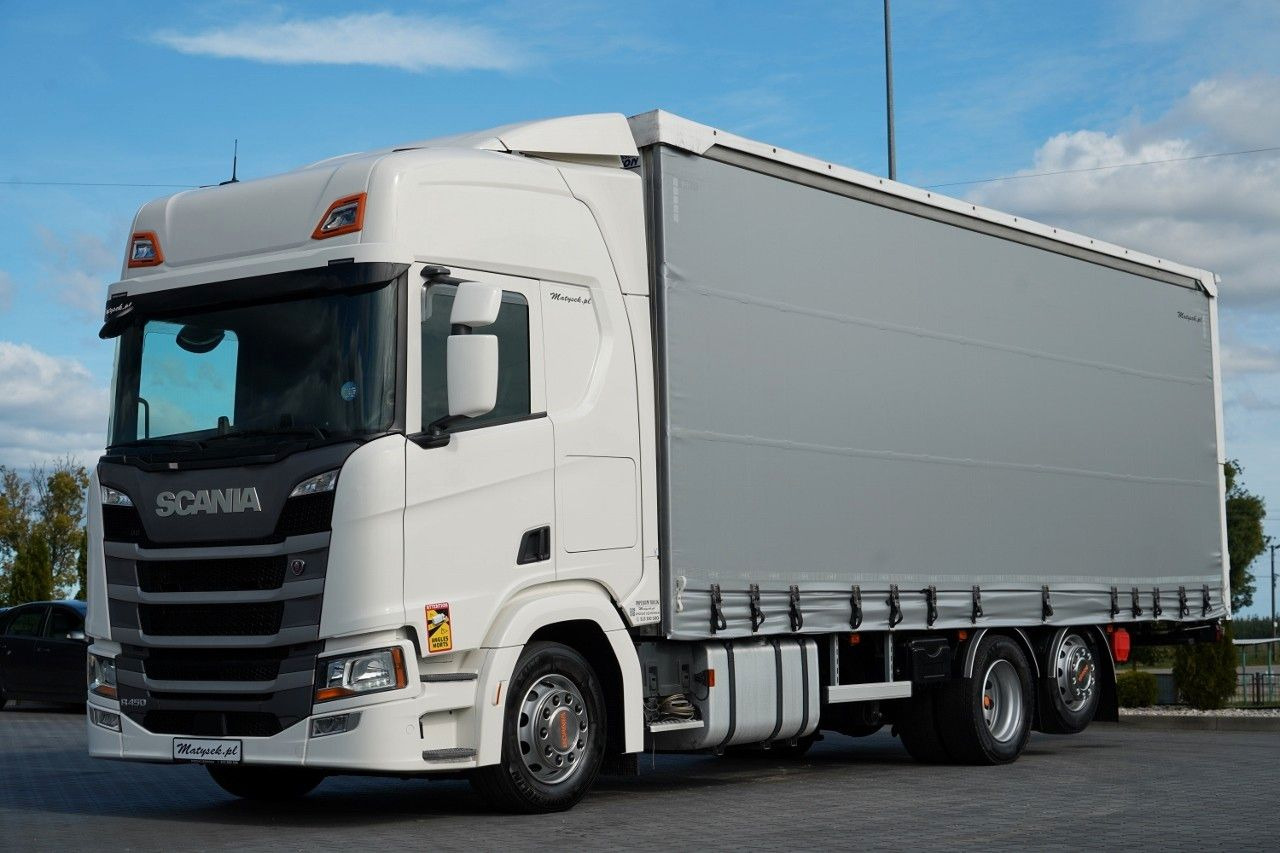 Scania R 450 / MEGA / 6x2 / FIRANKA - 8,2 m / SOLÓWKA / - 侧帘卡车:图1 Scania R 450 / MEGA / 6x2 / FIRANKA - 8,2 m / SOLÓWKA / - 侧帘卡车:图1