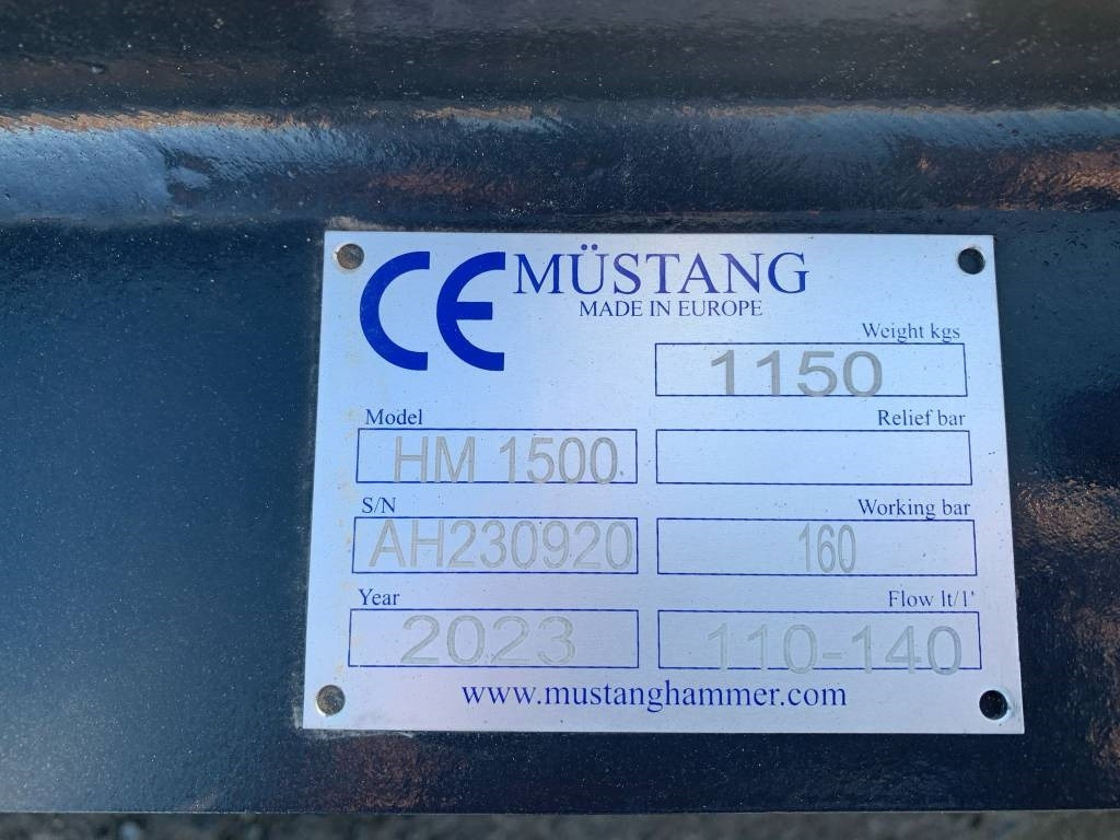 Mustang HM1500 - 液压锤 适用于 建筑机械:图3 Mustang HM1500 - 液压锤 适用于 建筑机械:图3