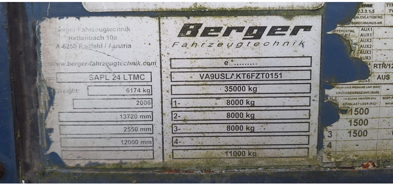 Berger SAPL 24LT_MC Plane Spriegel - 侧帘半拖车:图4 Berger SAPL 24LT_MC Plane Spriegel - 侧帘半拖车:图4