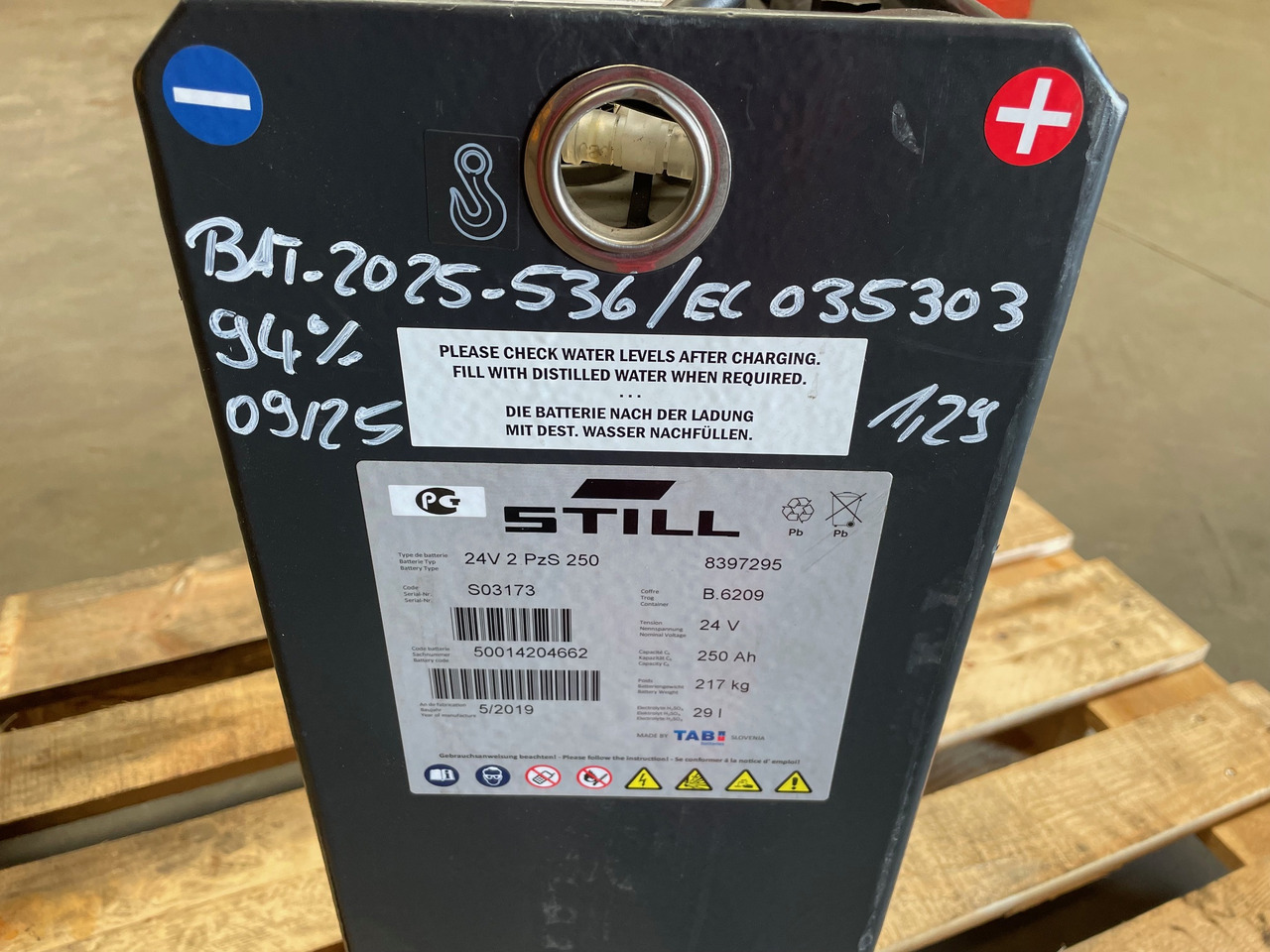 24 Volt I 2PzS 250 - 电池 适用于 材料装卸设备:图5 24 Volt I 2PzS 250 - 电池 适用于 材料装卸设备:图5