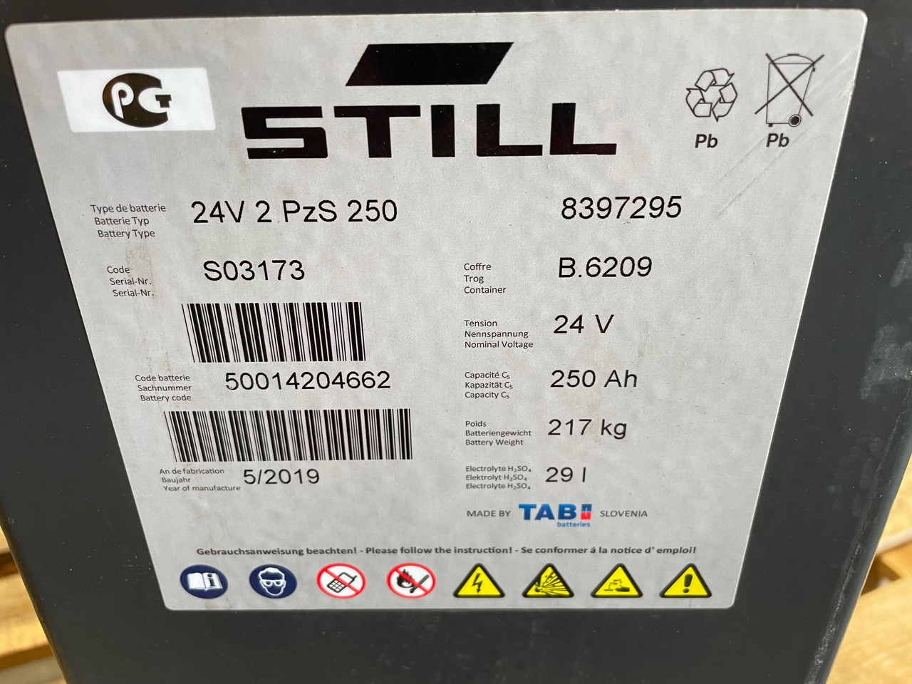 24 Volt I 2PzS 250 - 电池 适用于 材料装卸设备:图2 24 Volt I 2PzS 250 - 电池 适用于 材料装卸设备:图2