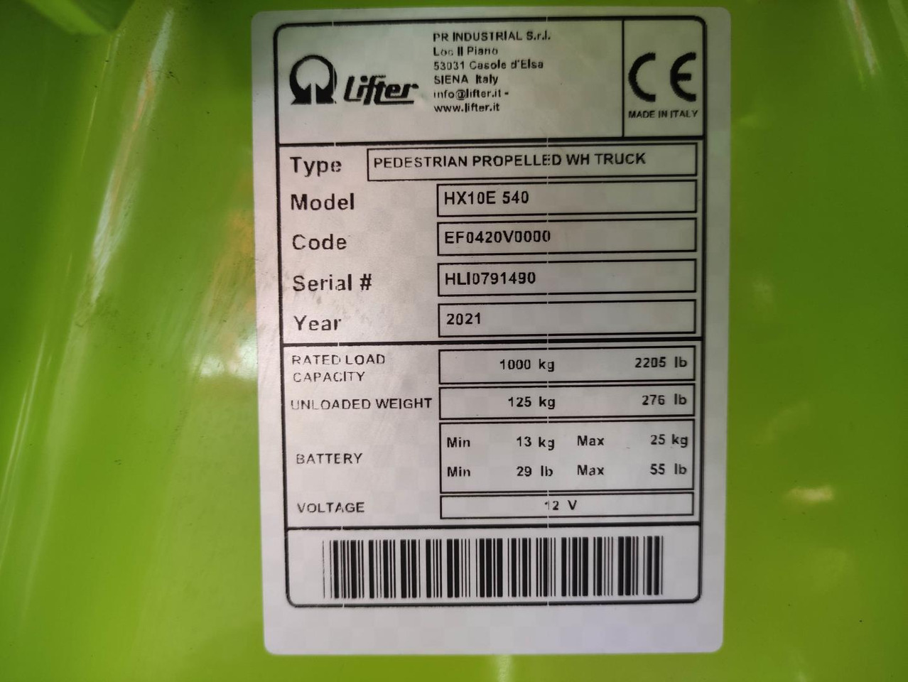 Pramac HX10E 540 - 码垛车:图5 Pramac HX10E 540 - 码垛车:图5