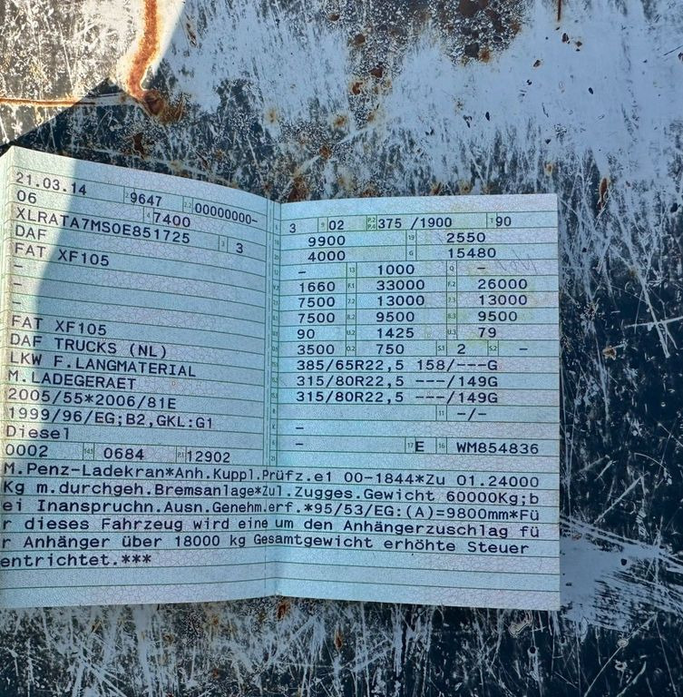 DAF 105.510 6X4 Kran Penz /Atlas Holz Crane DAF 105.510 6X4 Kran Penz /Atlas Holz Crane - 木材运输车, 起重车:图4 DAF 105.510 6X4 Kran Penz /Atlas Holz Crane DAF 105.510 6X4 Kran Penz /Atlas Holz Crane - 木材运输车, 起重车:图4