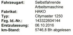 Hako Citymaster 1250 Kehrmaschine - 道路清扫机:图3 Hako Citymaster 1250 Kehrmaschine - 道路清扫机:图3