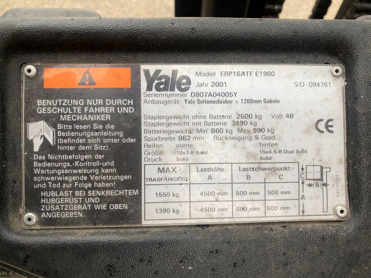 Yale Stapler ERP16ATF E1980 48Volt 1550kg - 电动叉车:图2 Yale Stapler ERP16ATF E1980 48Volt 1550kg - 电动叉车:图2